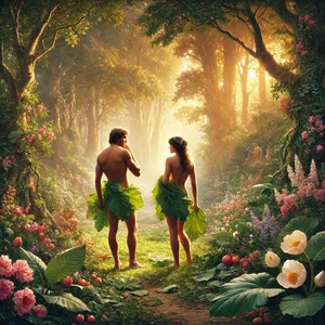 7. Tedaj so se jima obema odprle oči in spoznala sta, da sta naga. Sešila sta smokvino listje in si naredila predpasnike.