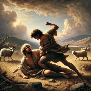 8. Kajn je rekel svojemu bratu Abelu: »Pojdiva ven na polje!« Ko sta bila na polju, je Kajn planil na svojega brata Abela in ga ubil.