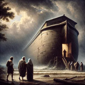 7. Noe je stopil v ladjo z njegovimi sinovi, z ženo in z ženami svojih sinov pred vodami potopa.