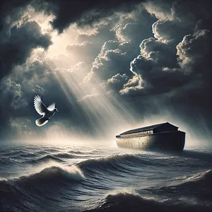 8. Nato je izpustil golobico, da bi videl, ali so vode že upadle z zemlje.